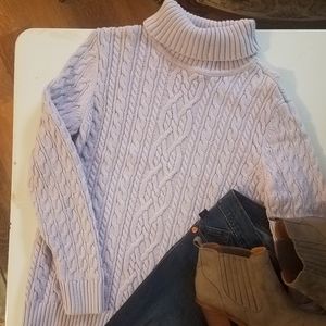 Croft barrow lavender cable knit cowl neck sweater